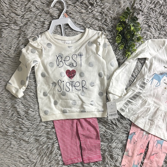 NWT Carter's bundle of 2  Pink Matching long sleeve Sets size 2T - Picture 2 of 6